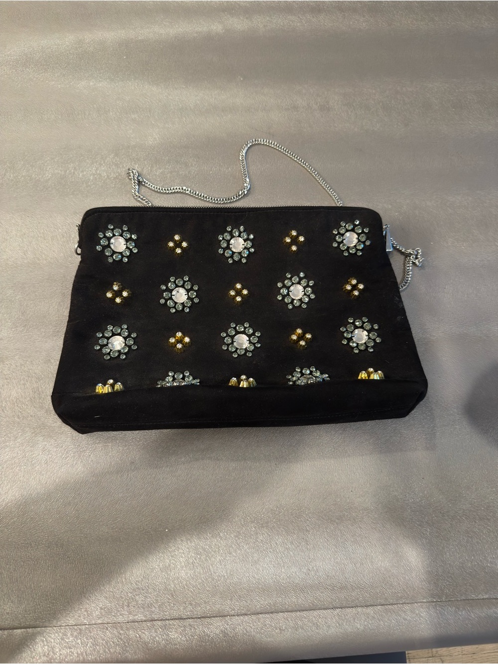 Trafaluc by Zara Black Embellished Chain Shoulder Bag.